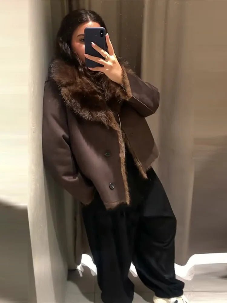 Jenny Wendejacke aus Kunstpelz und Leder