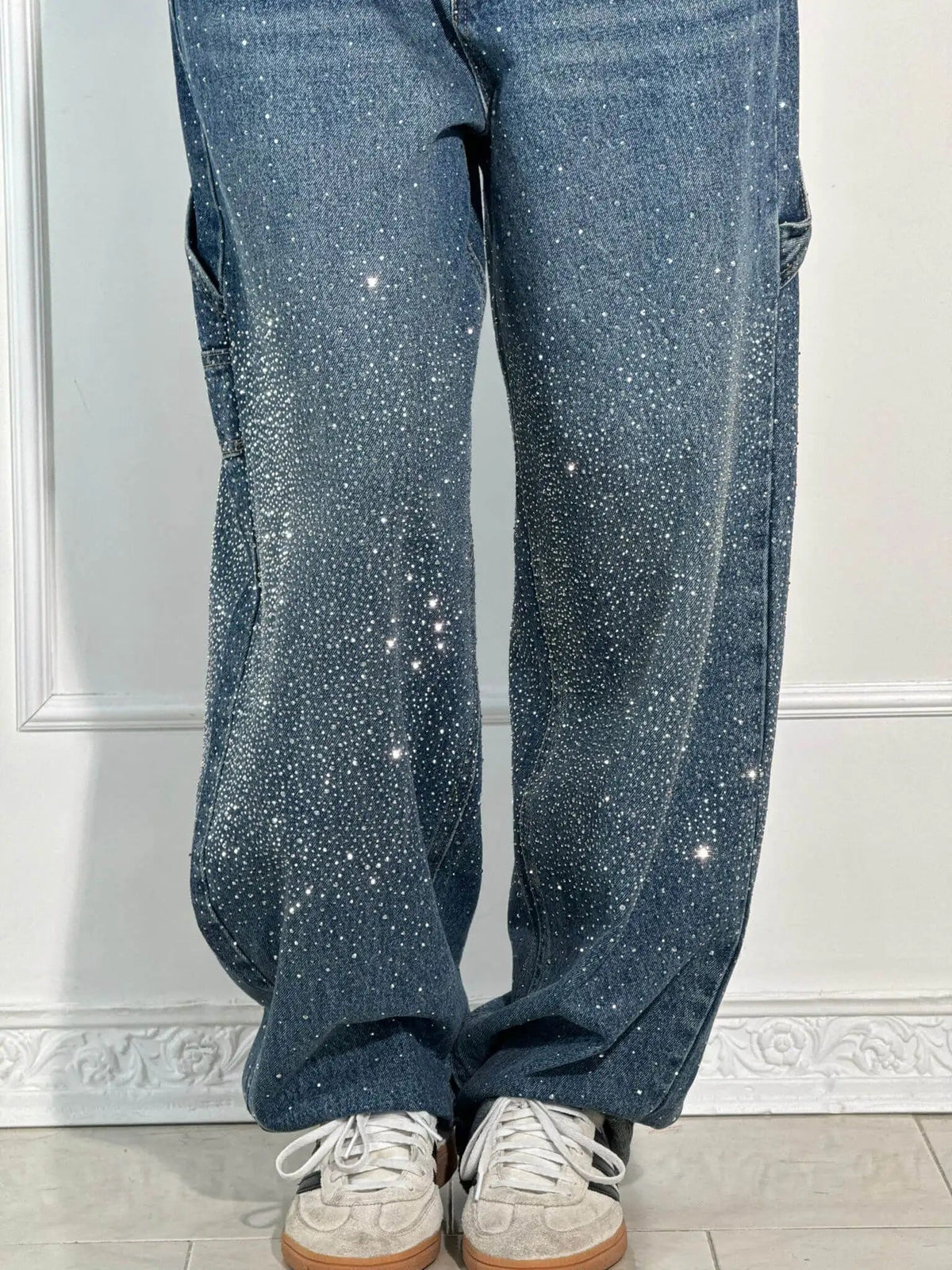 Jeremy Funkelnde Baggy-Cargo-Jeans