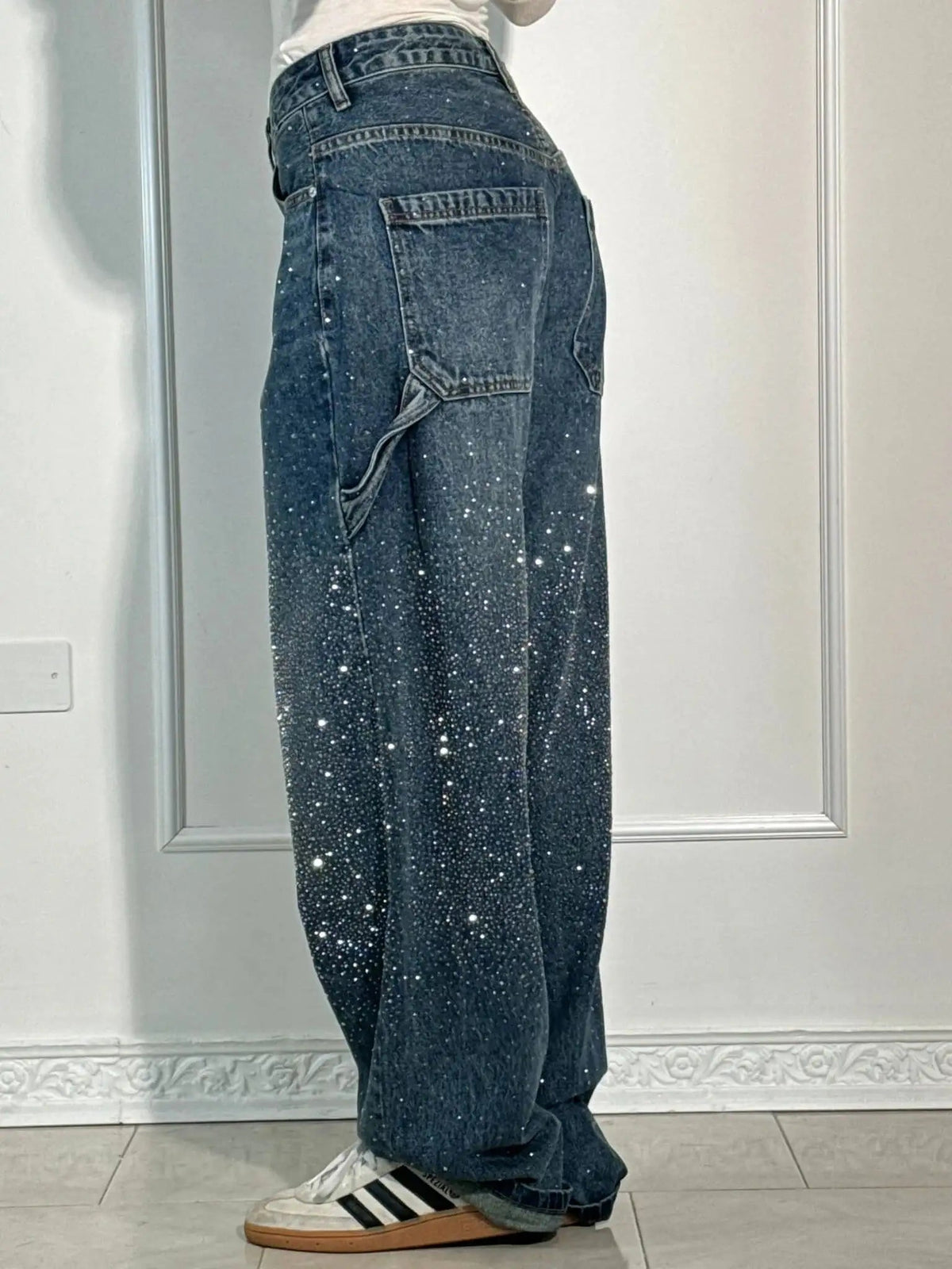 Jeremy Funkelnde Baggy-Cargo-Jeans