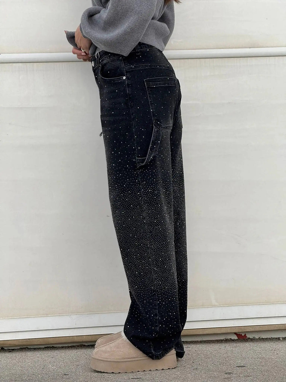 Jeremy Funkelnde Baggy-Cargo-Jeans