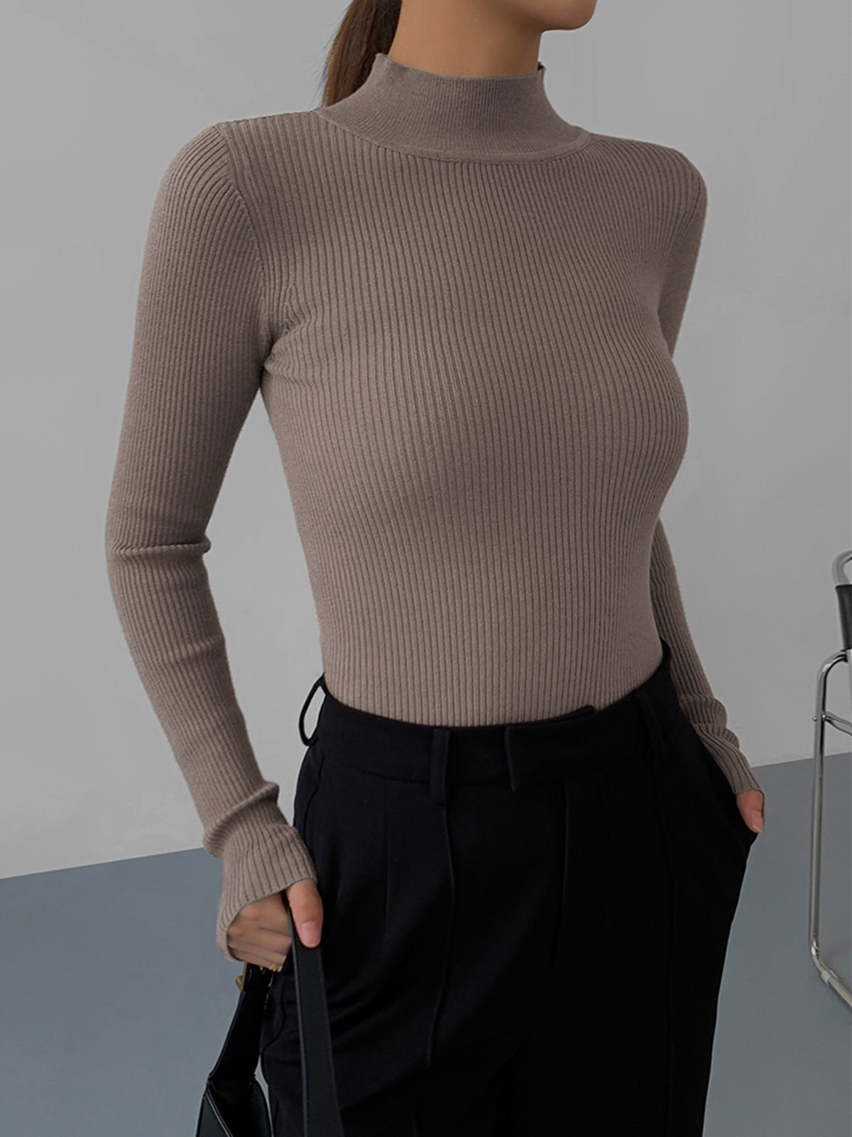 Jessa Langarmshirt aus Rippstrick