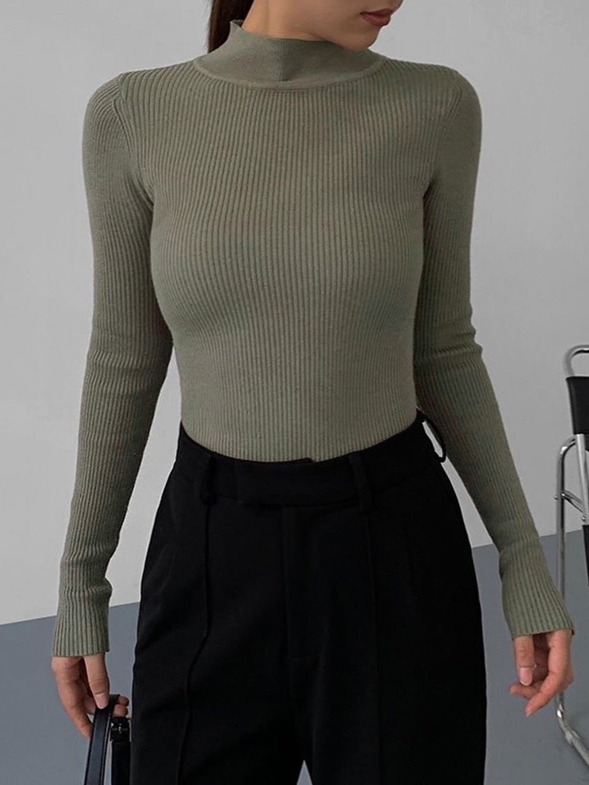 Jessa Langarmshirt aus Rippstrick