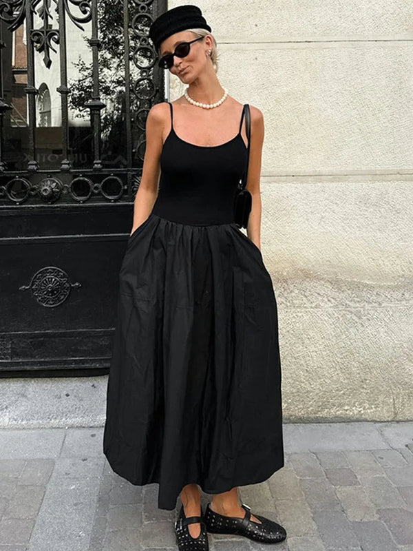 Midi-Kleid Jesse mit Spaghettiträgern und tiefer Taille
