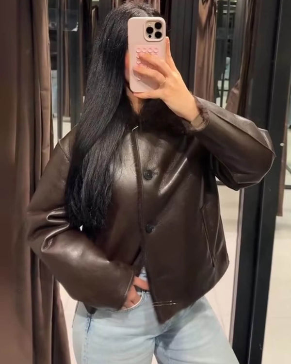 Joana wendbare Lederjacke mit Kunstfell