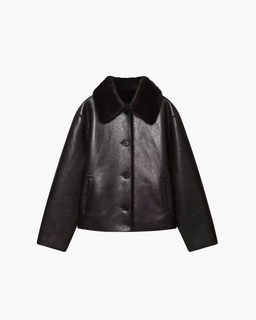 Joana wendbare Lederjacke mit Kunstfell