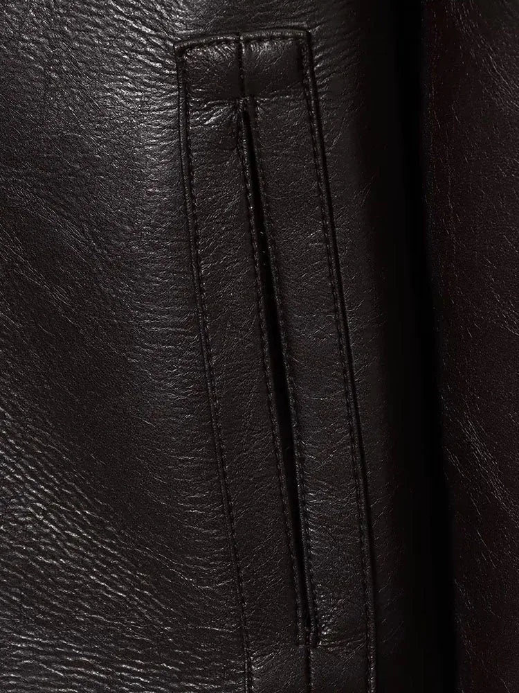 Joana wendbare Lederjacke mit Kunstfell