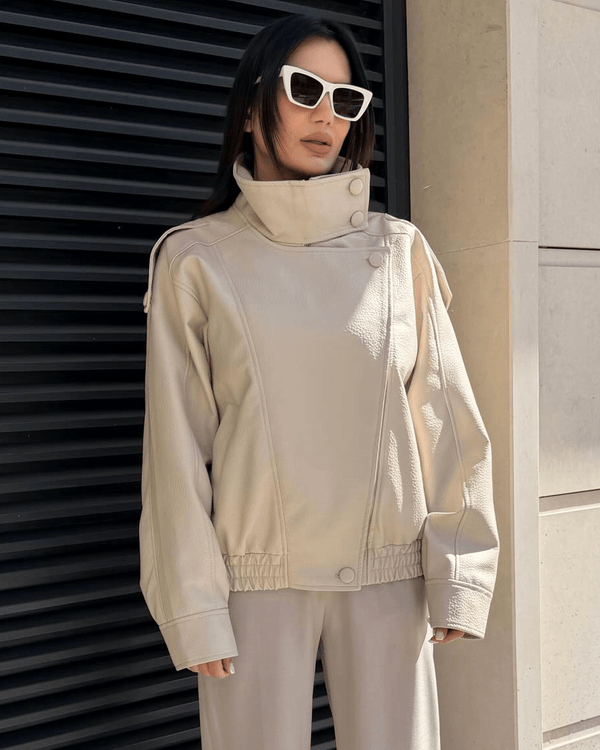 Joyce Asymmetrische Kunstlederjacke mit Reißverschluss