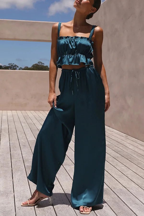 Julianne Set aus Rüschentop und Hose mit elastischem Bund