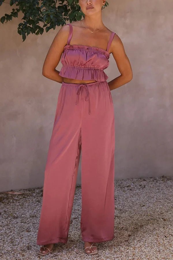 Julianne Set aus Rüschentop und Hose mit elastischem Bund