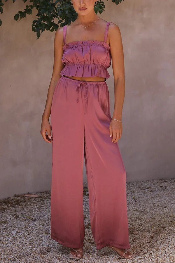 Julianne Set aus Rüschentop und Hose mit elastischem Bund