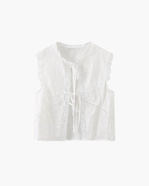 Bestickte Bluse mit Spitzenbesatz Juvie