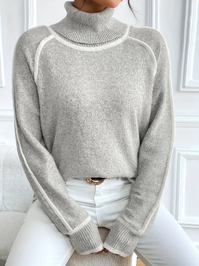 Juvy Rollkragenpullover mit Kontrastelementen