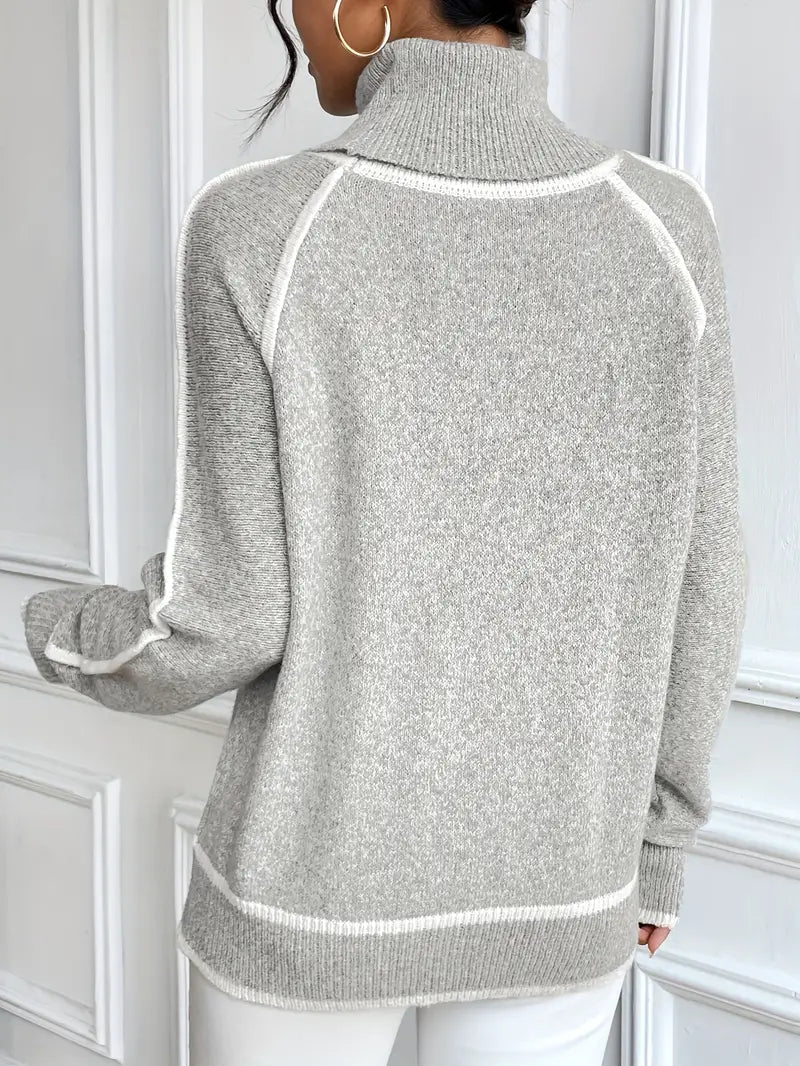 Juvy Rollkragenpullover mit Kontrastelementen
