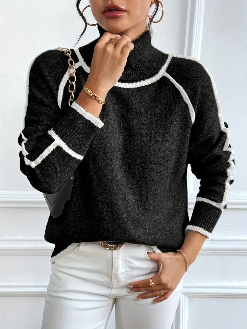 Juvy Rollkragenpullover mit Kontrastelementen