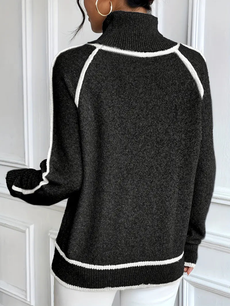 Juvy Rollkragenpullover mit Kontrastelementen