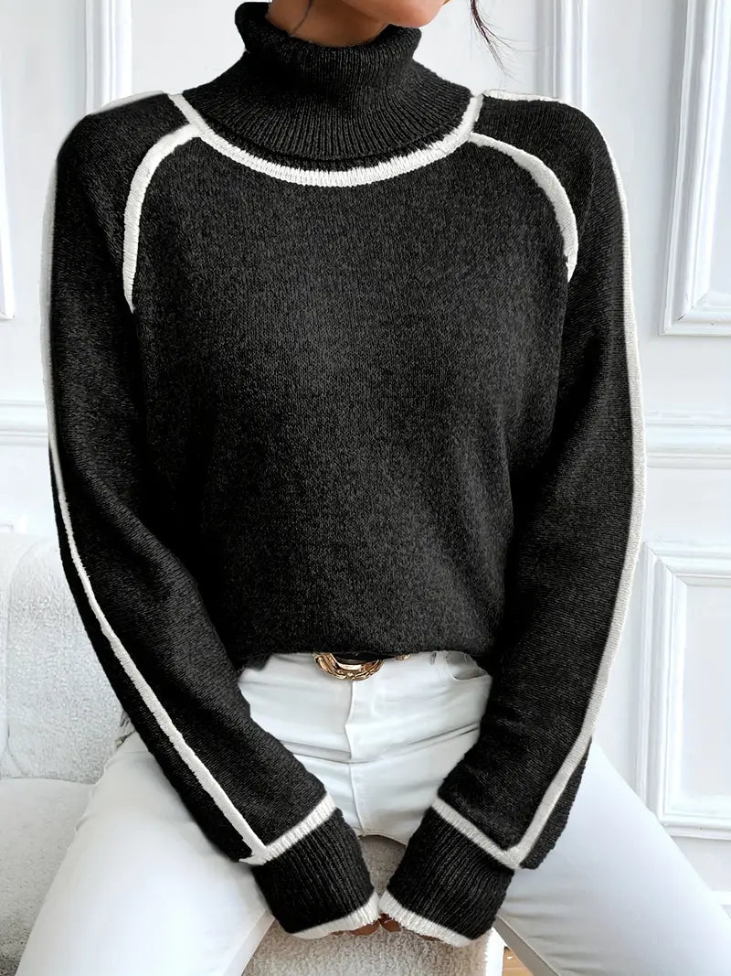 Juvy Rollkragenpullover mit Kontrastelementen