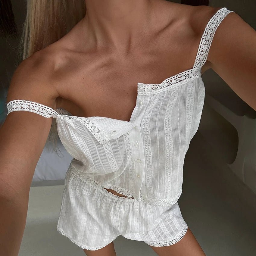 Pyjama-Shorts-Set mit Spitzenbesatz Kaitlyn