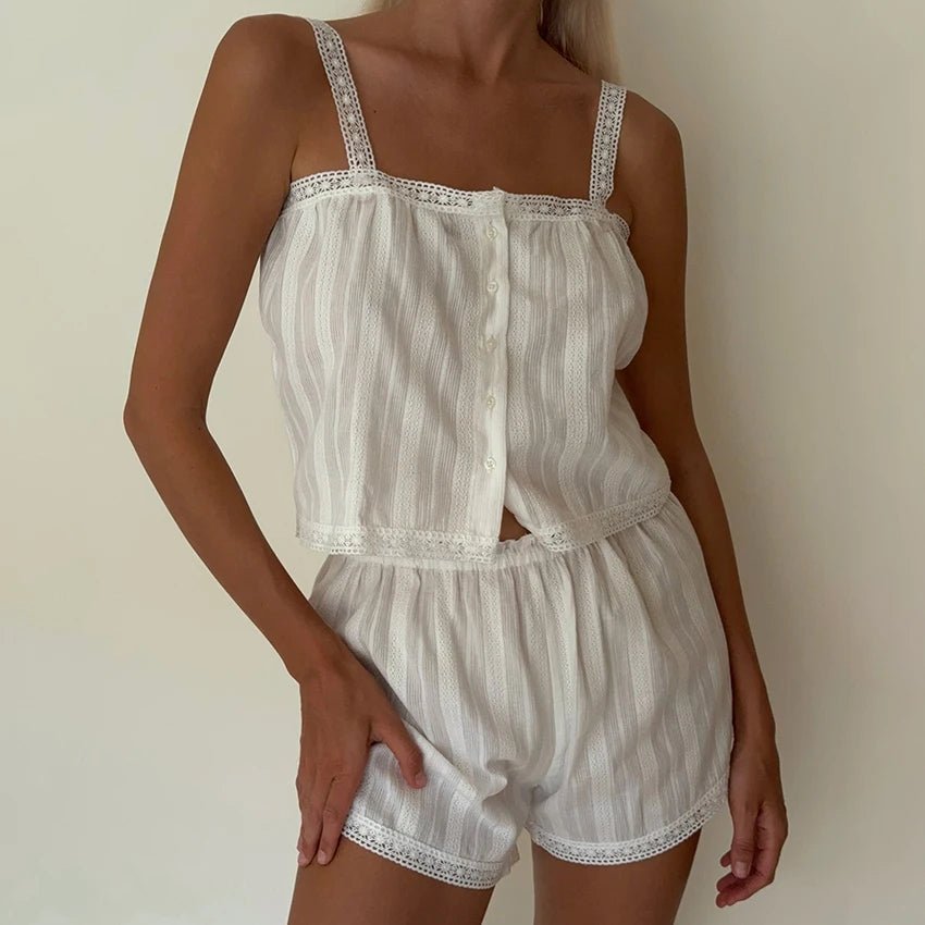 Pyjama-Shorts-Set mit Spitzenbesatz Kaitlyn