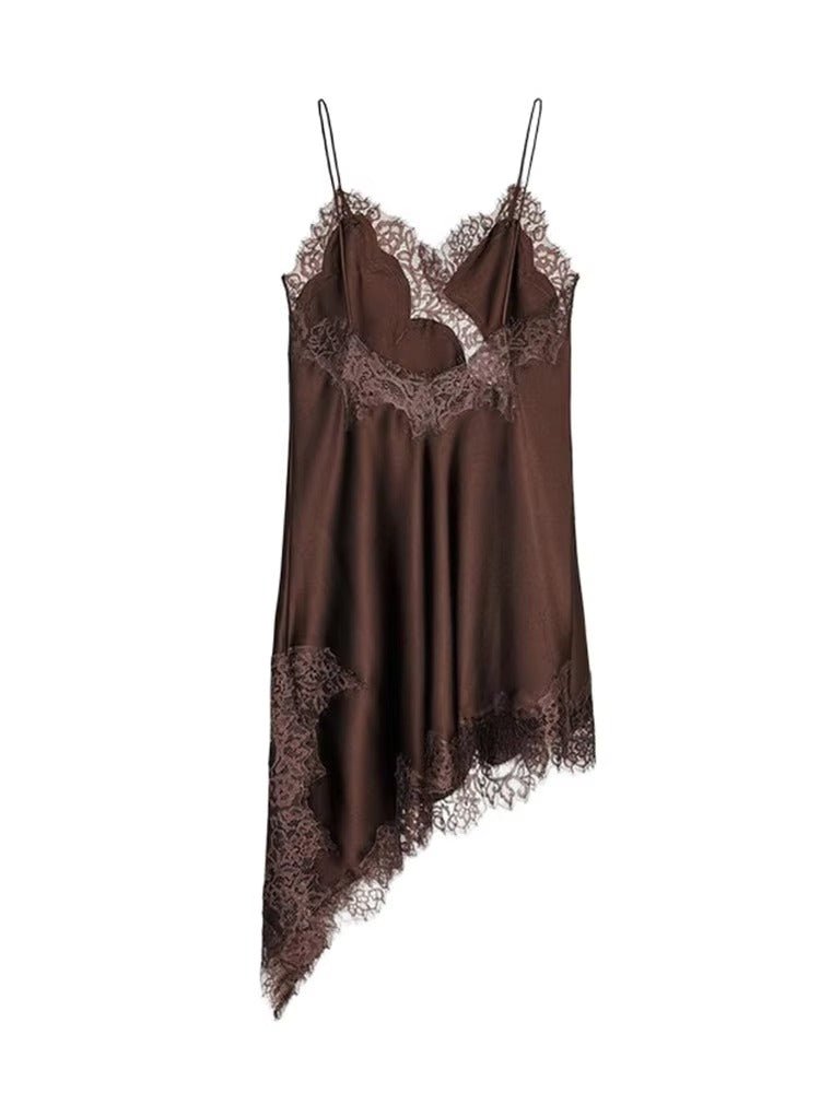 Kara asymmetrisches Satin-Minikleid