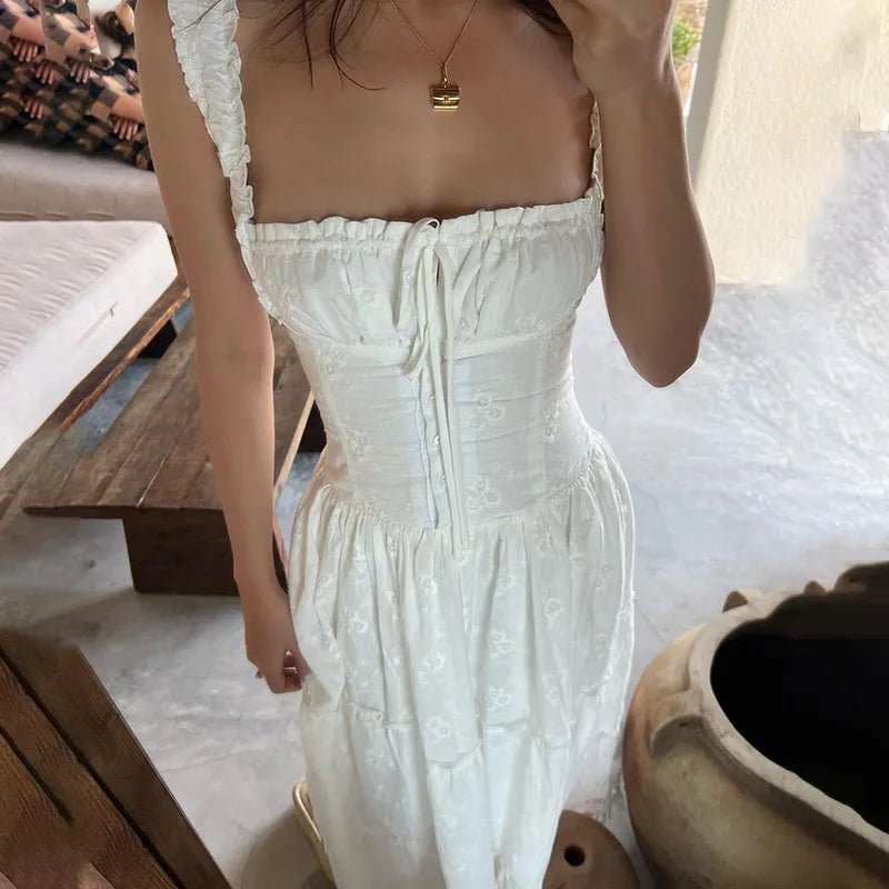 Karla Maxikleid mit Volants und mehreren Lagen