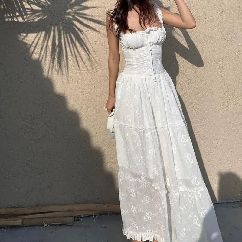 Karla Maxikleid mit Volants und mehreren Lagen