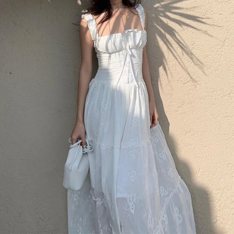 Karla Maxikleid mit Volants und mehreren Lagen