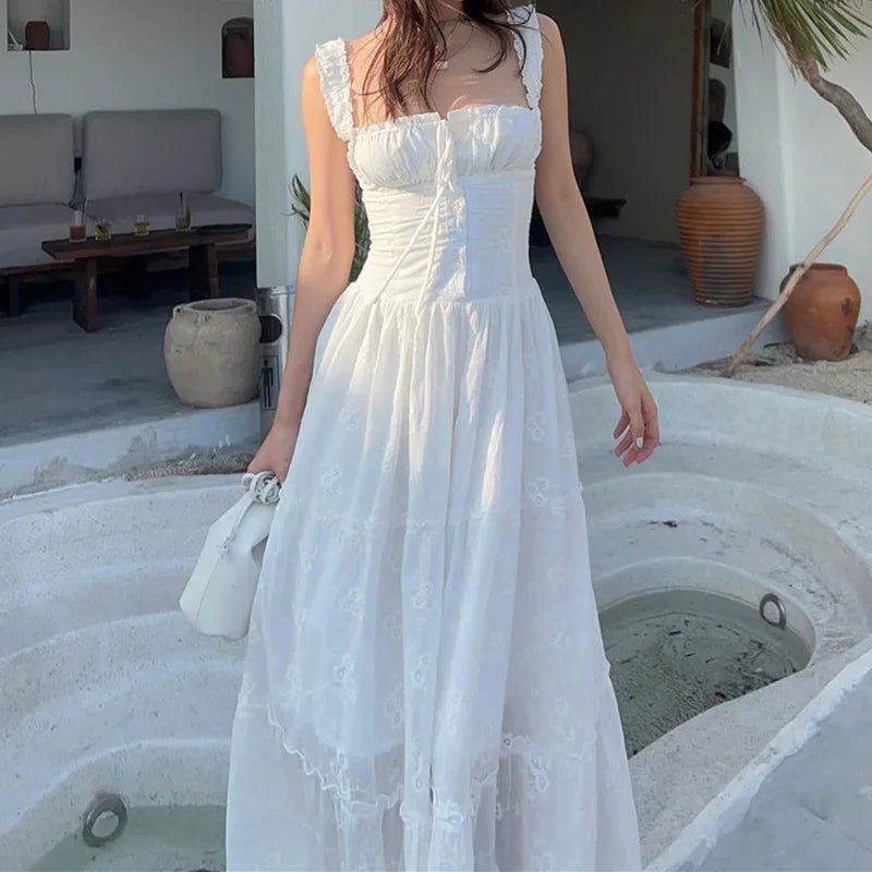 Karla Maxikleid mit Volants und mehreren Lagen