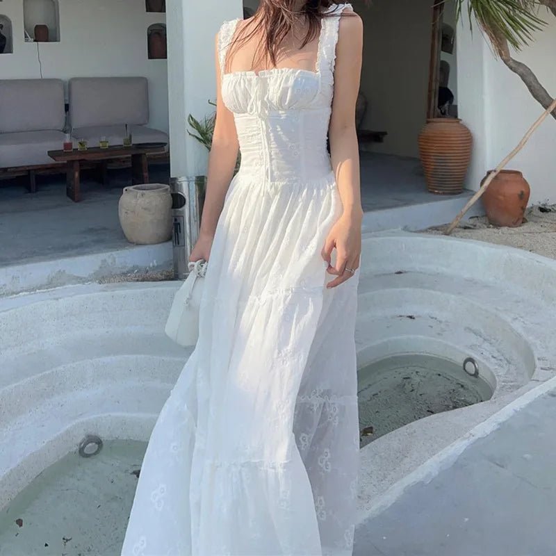 Karla Maxikleid mit Volants und mehreren Lagen
