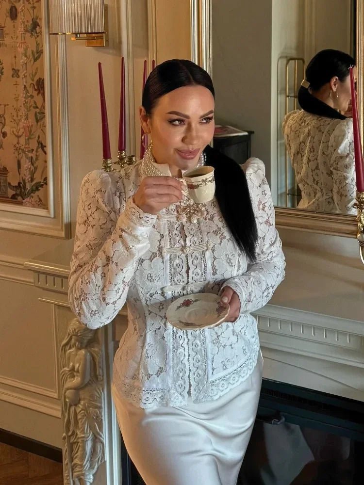 Katalina Spitzenbluse mit Puffärmeln