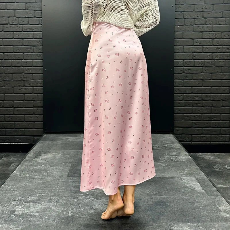Kate Satin-Midirock mit Print und hoher Taille