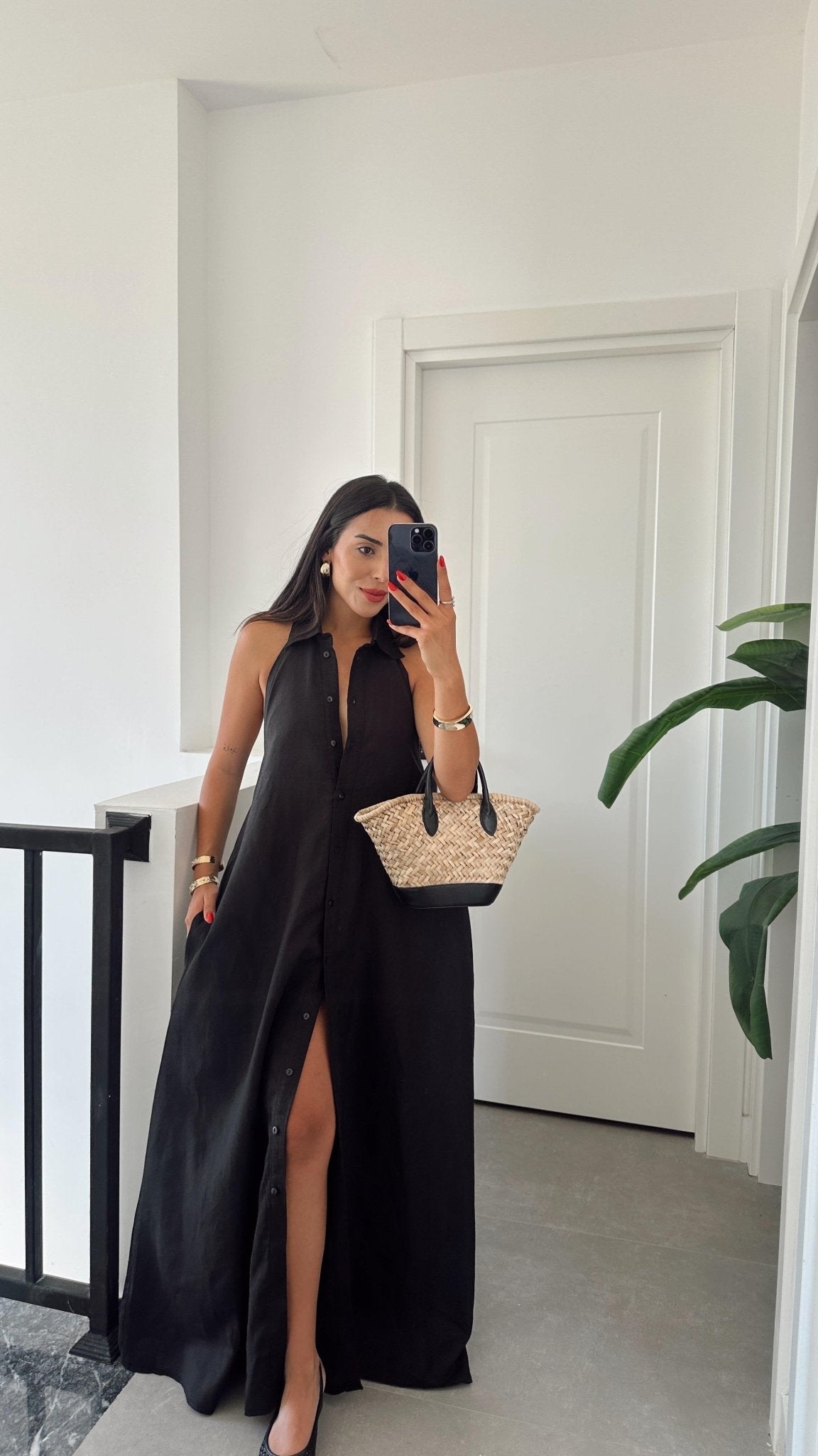 Kaya Elegantes Neckholder-Maxikleid