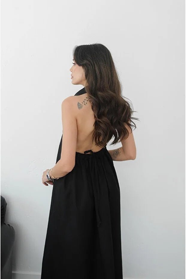 Kaya Elegantes Neckholder-Maxikleid