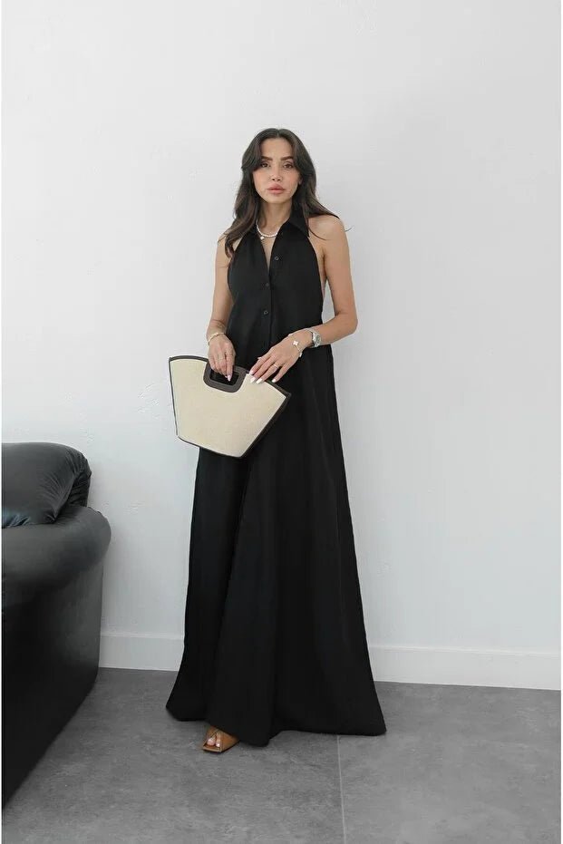 Kaya Elegantes Neckholder-Maxikleid