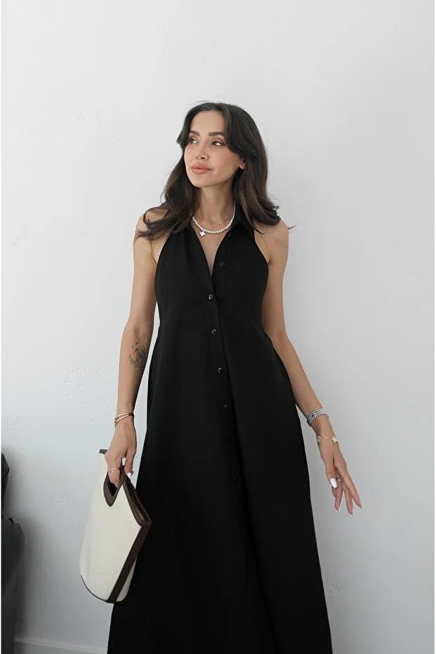 Kaya Elegantes Neckholder-Maxikleid