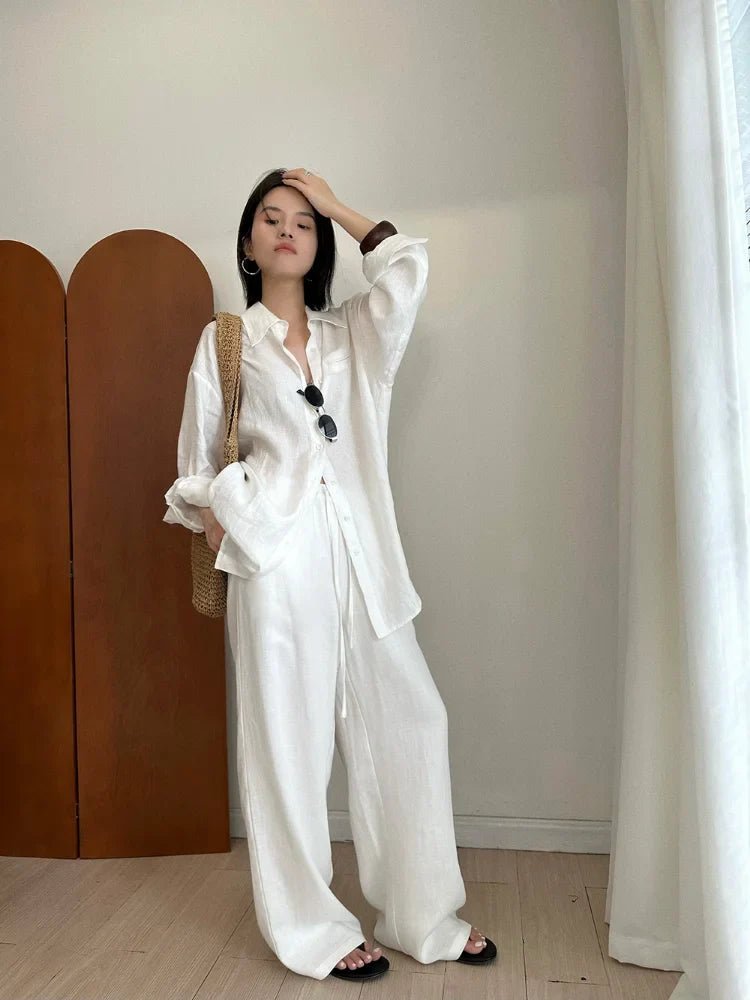 Kendall Leinenhose mit weitem Bein