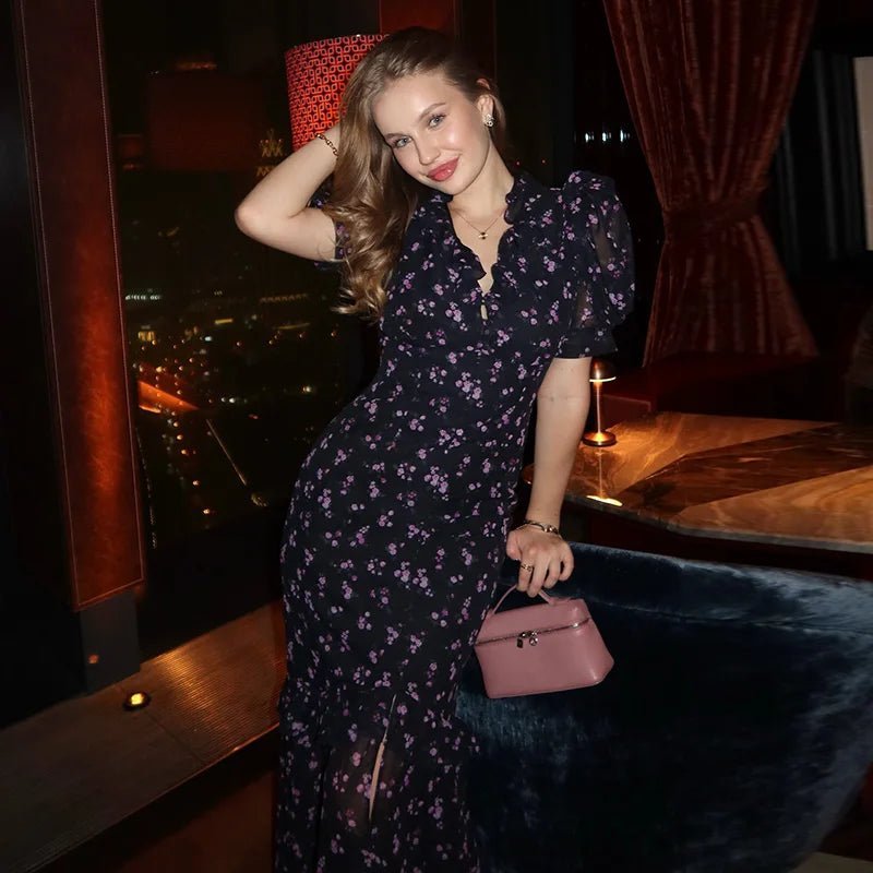 Klea Maxikleid mit Blumenmuster und Puffärmeln