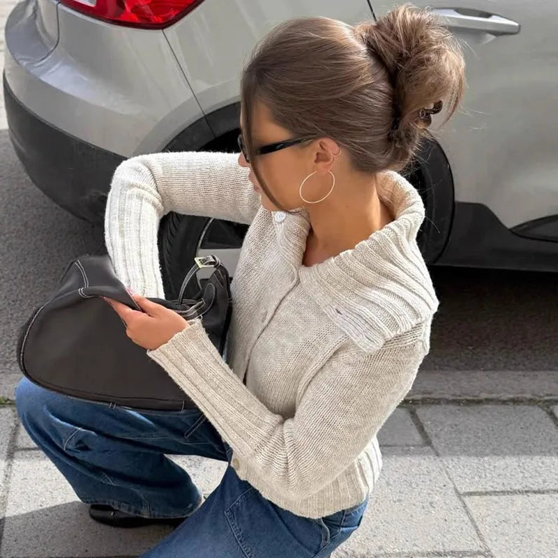 Hanne Strickjacke mit breitem Kragen