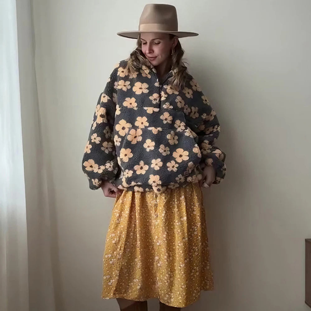 Übergroßer Strickpullover mit Reißverschluss