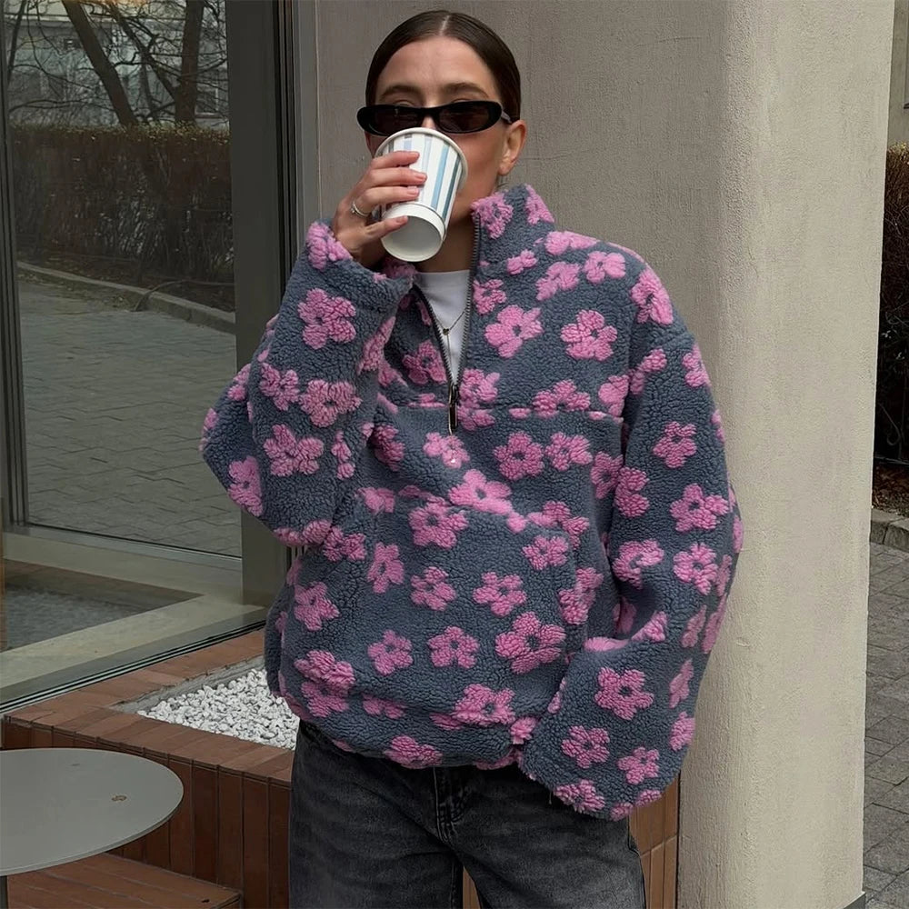Übergroßer Strickpullover mit Reißverschluss