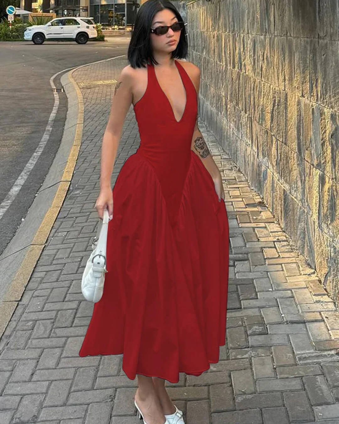 Kristy Maxikleid mit tiefem Ausschnitt