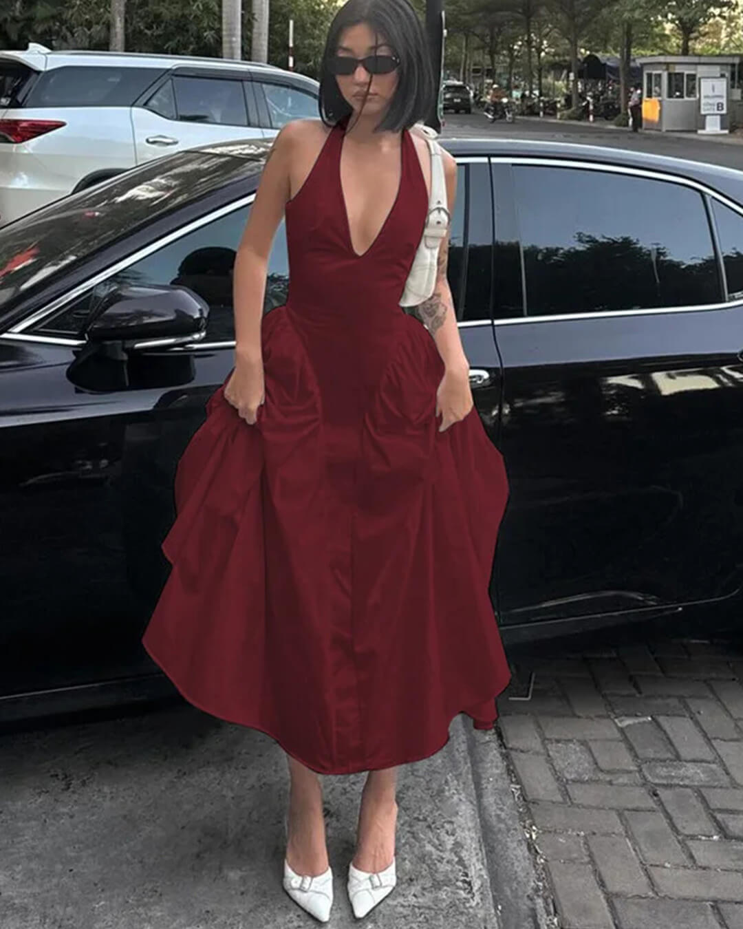 Kristy Maxikleid mit tiefem Ausschnitt