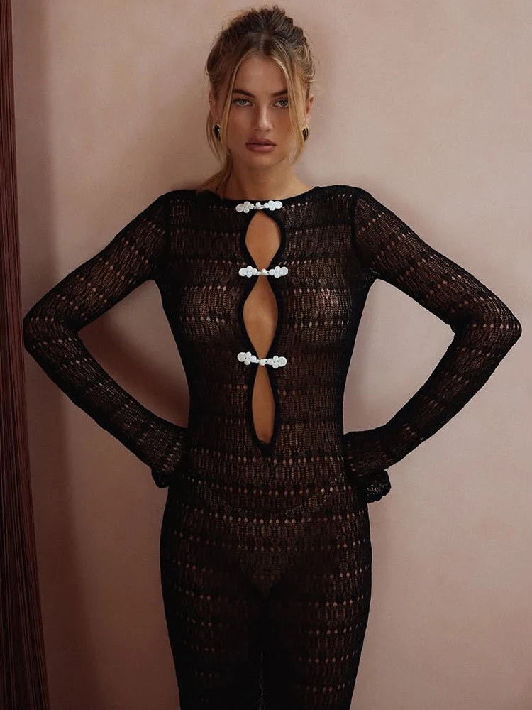 Rückenfreies Maxikleid mit Spitzenausschnitten