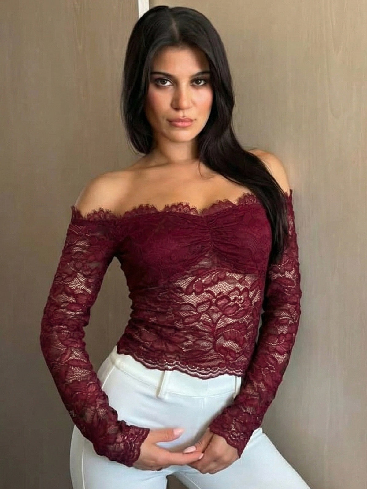 Perla Off-Shoulder-Top aus Spitze
