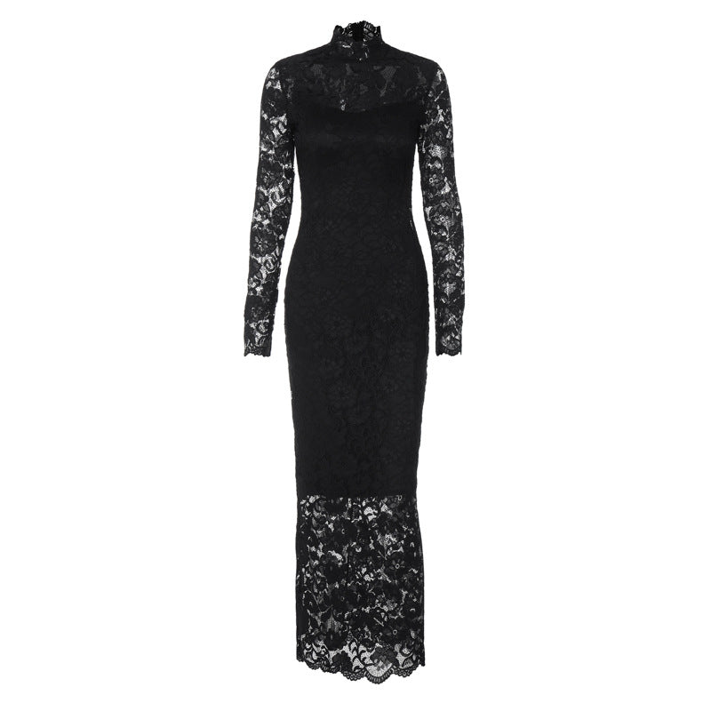 Viveka Hochgeschlossenes Spitzen-Maxikleid