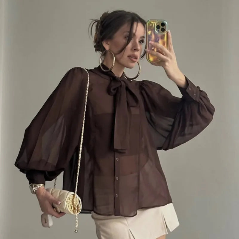 Flavia Transparente Schluppenbluse