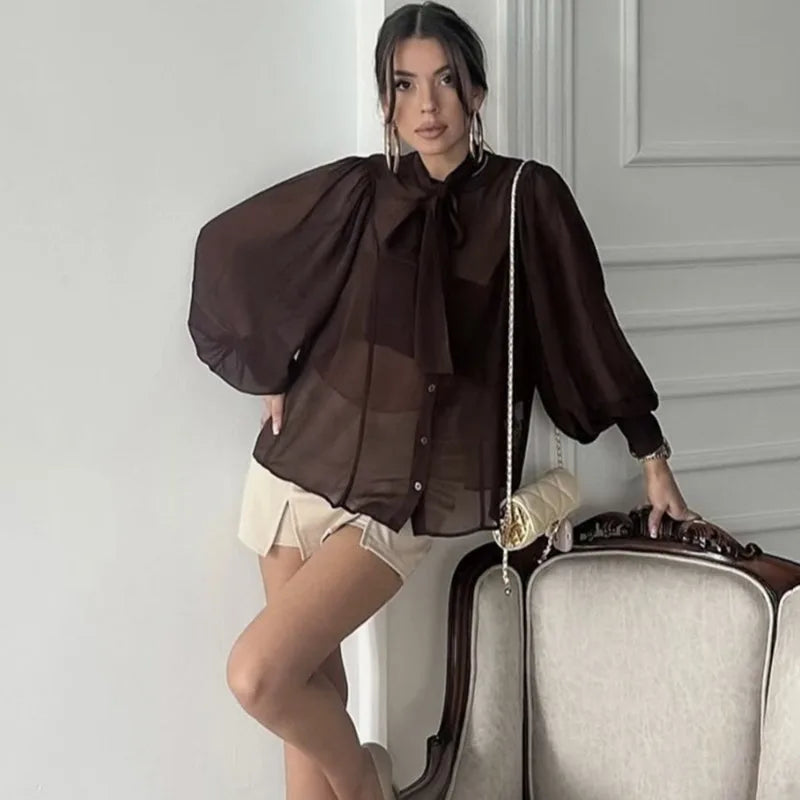 Flavia Transparente Schluppenbluse