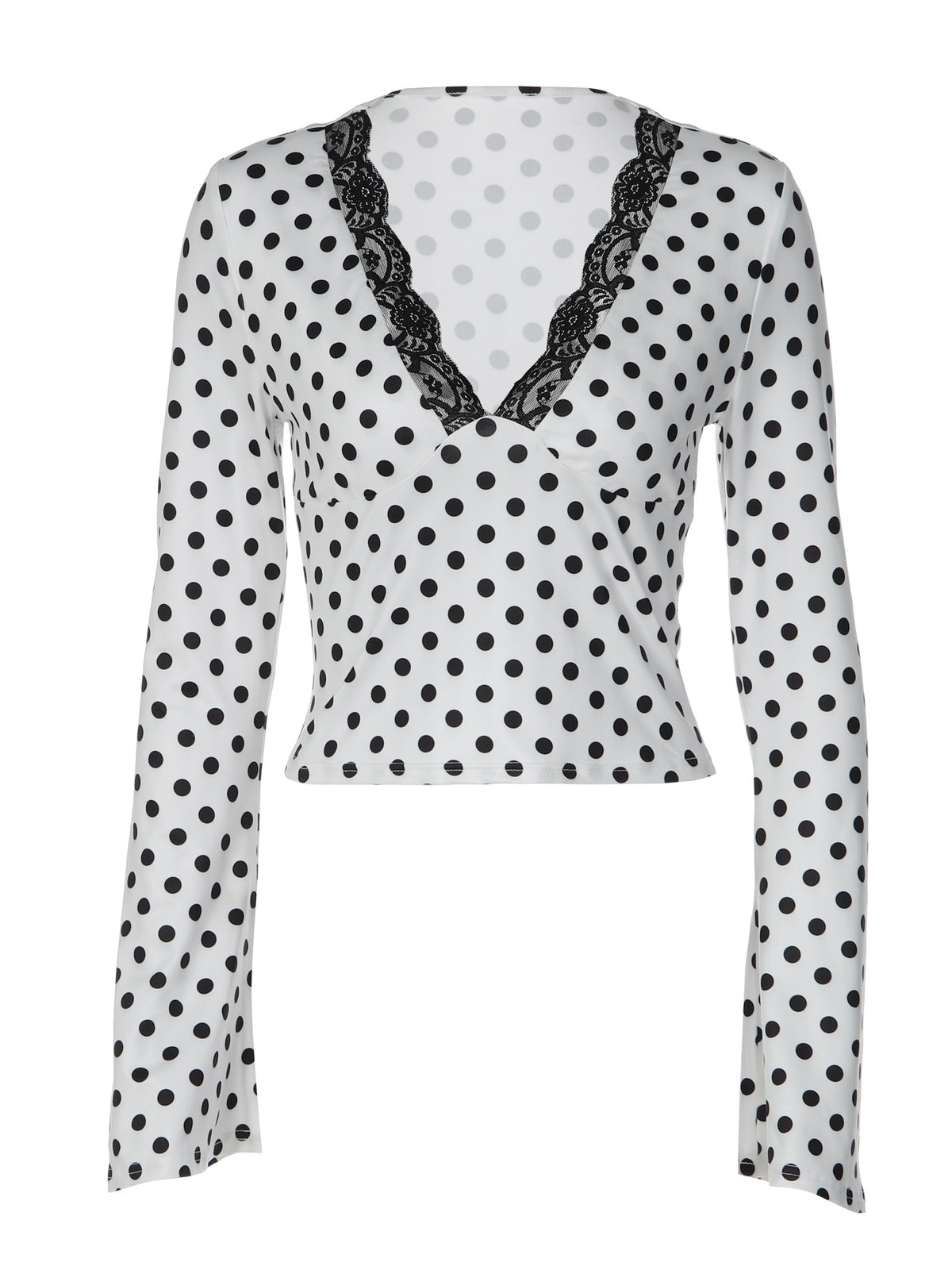 Josie Gepunktetes Top mit Spitzenbesatz