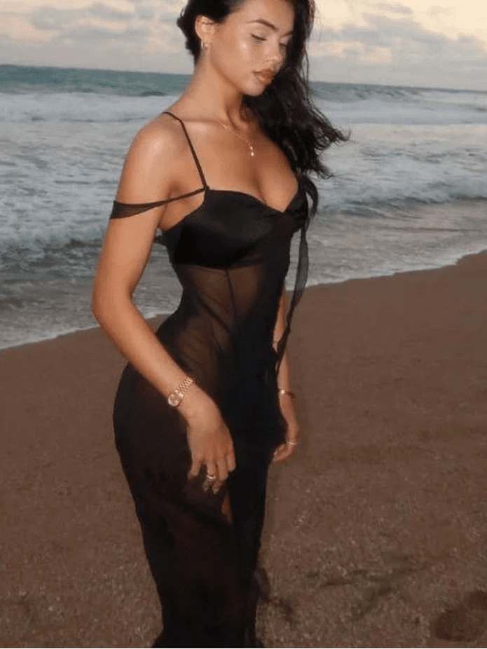 Laila Maxikleid mit Mesh-Trägern