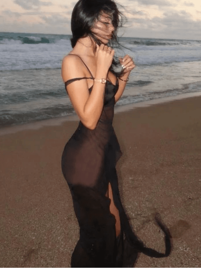 Laila Maxikleid mit Mesh-Trägern