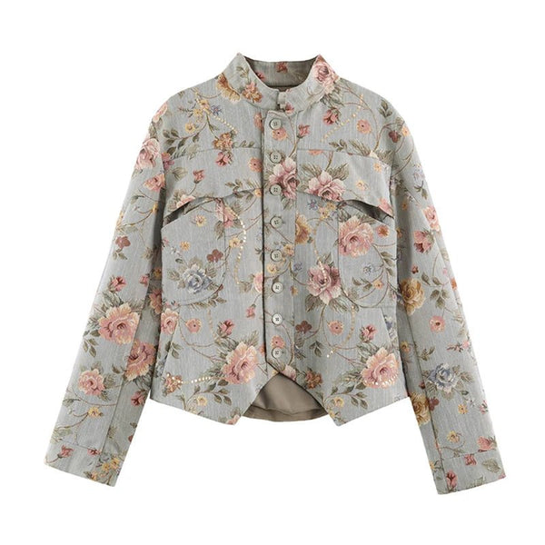 Laura Cropped-Jacke aus Vintage-Jacquard